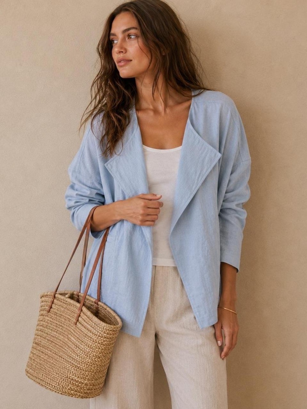 NWT EILEEN FISHER Heavy Organic Linen Dawn Double Breasted Jacket; large $278